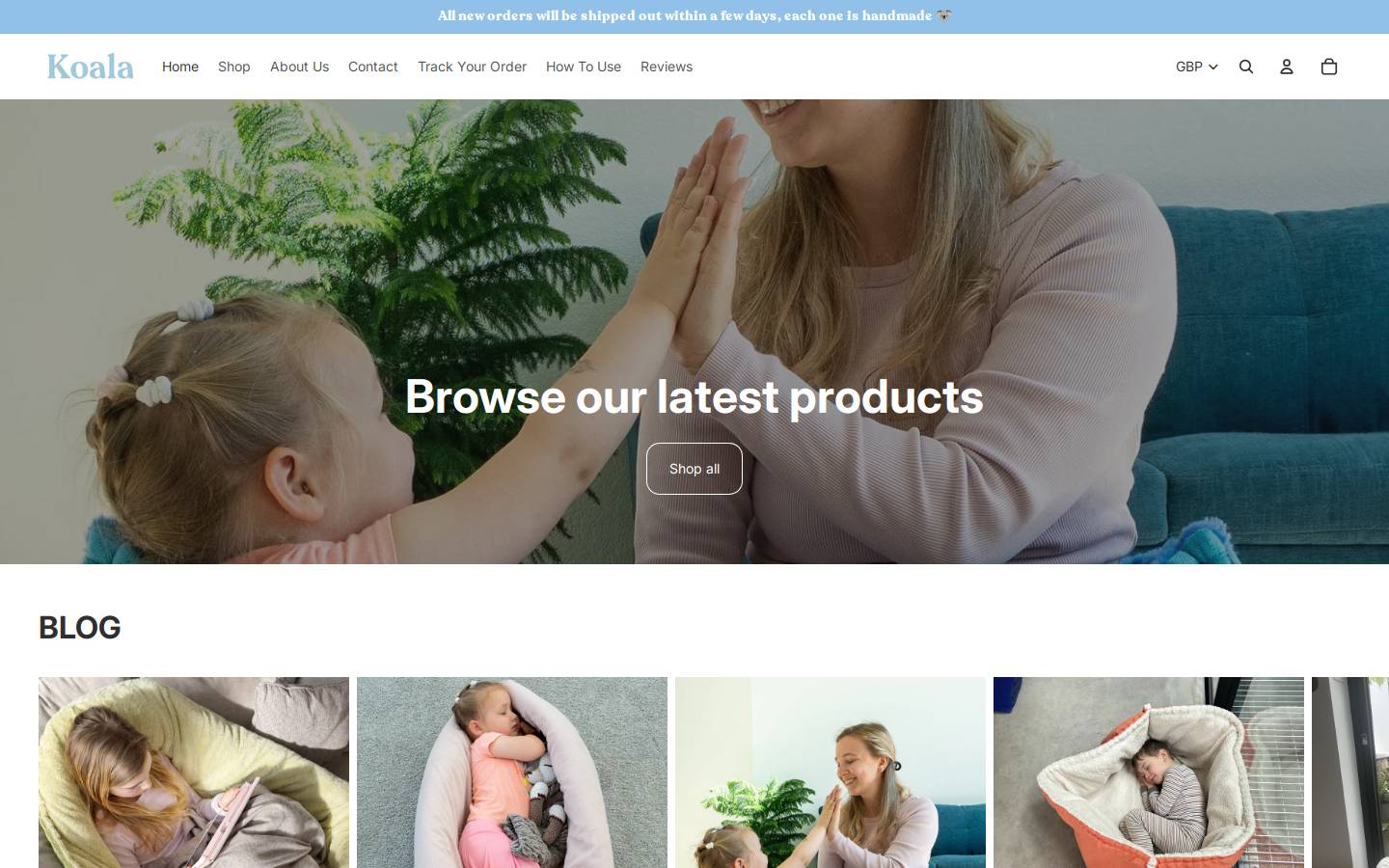 Koala Nest homepage screenshot