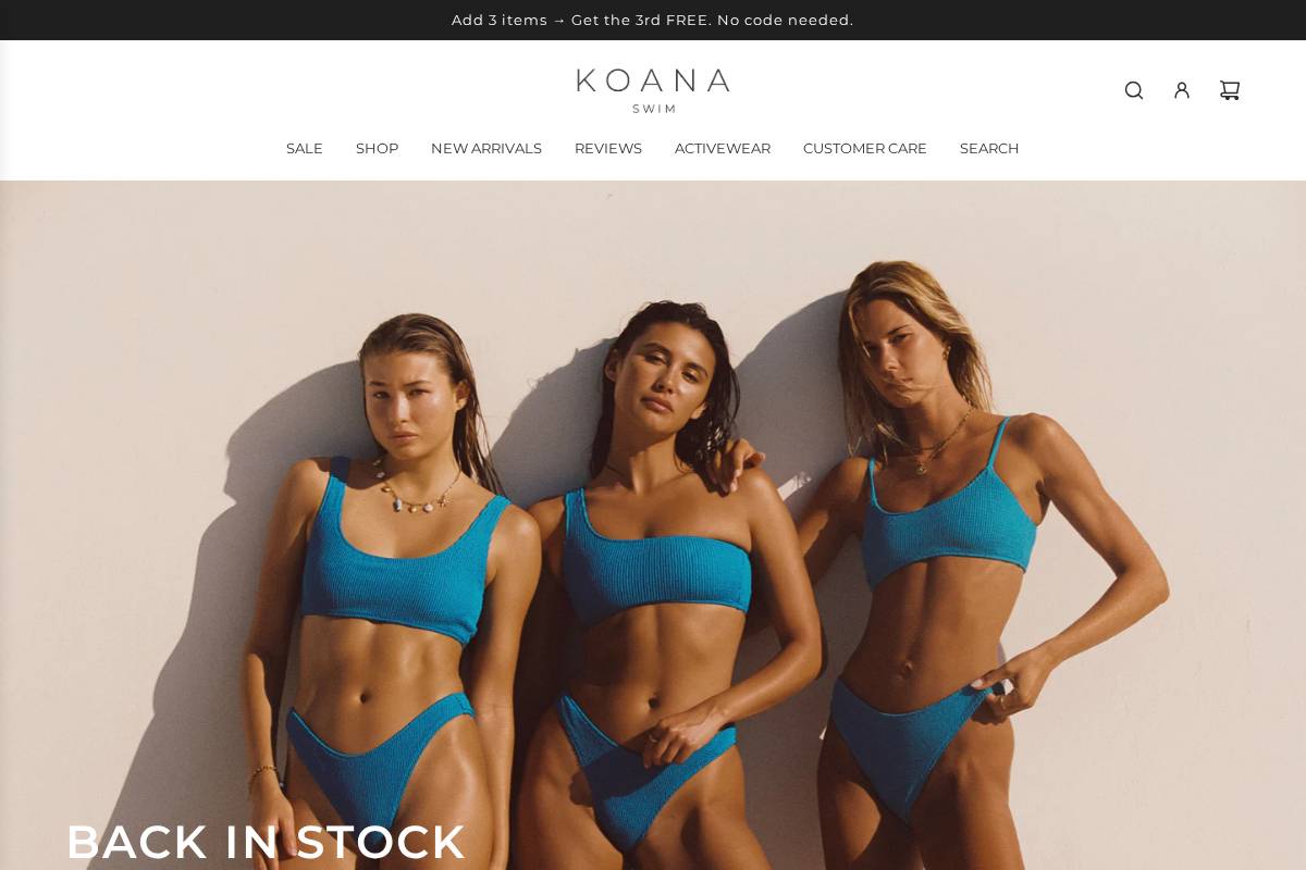 Koanaswim homepage screenshot