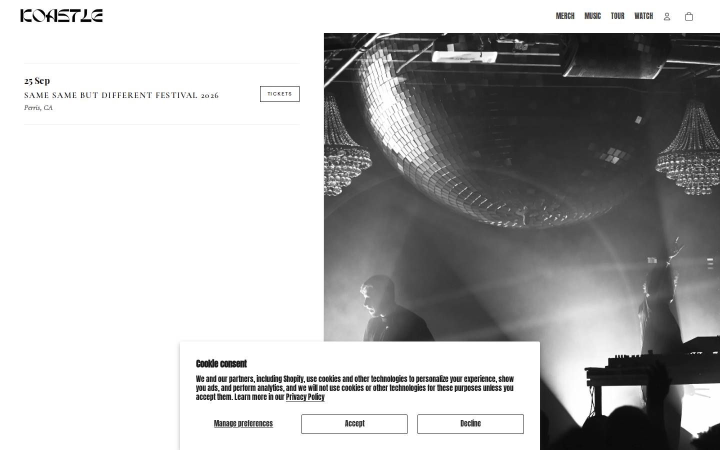 koastlemusic.com homepage screenshot