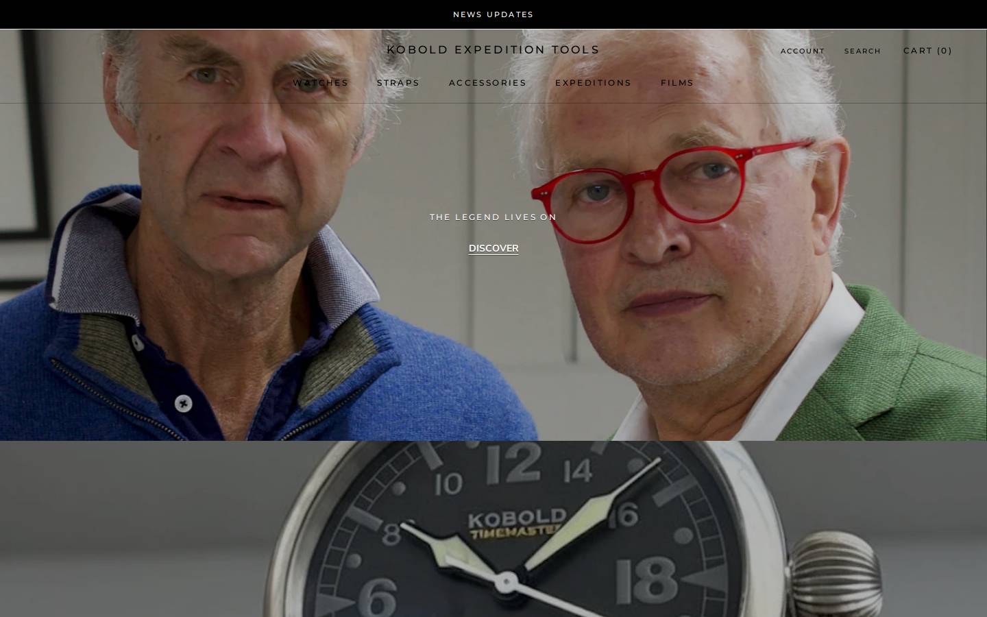 Kobold Precision Chronographs homepage screenshot