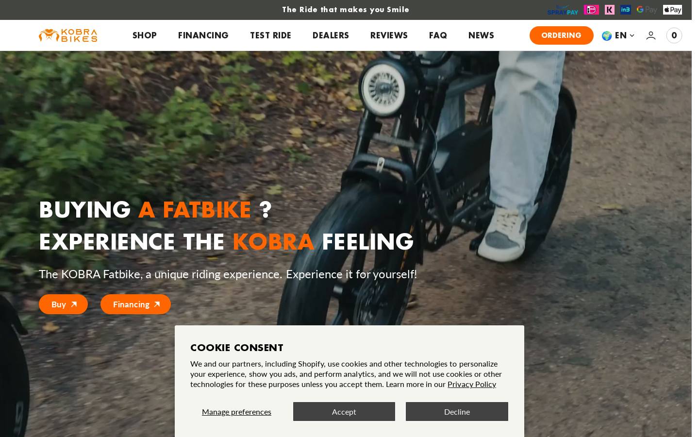kobrabikes.com homepage screenshot