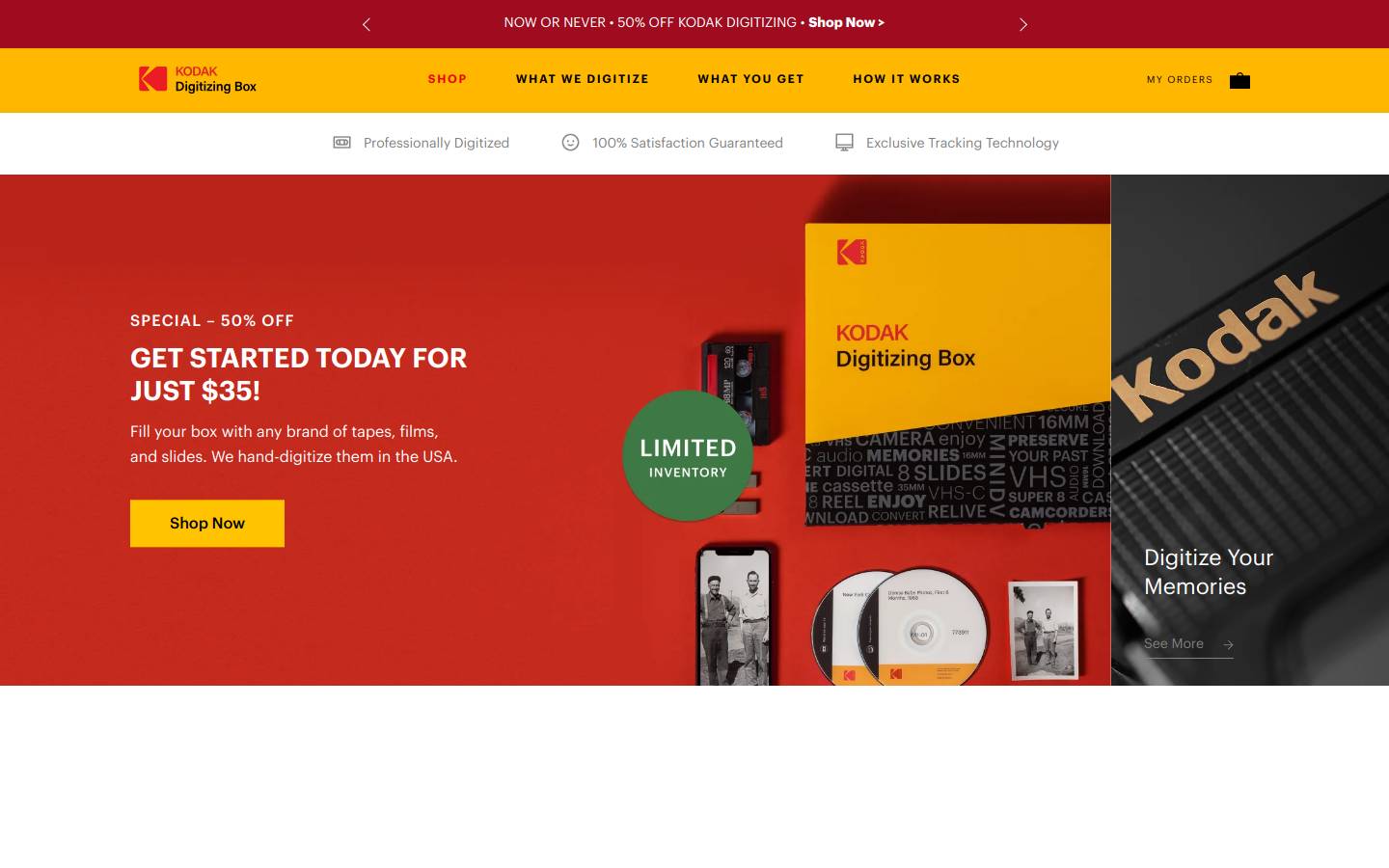 KODAK Digitizing homepage screenshot