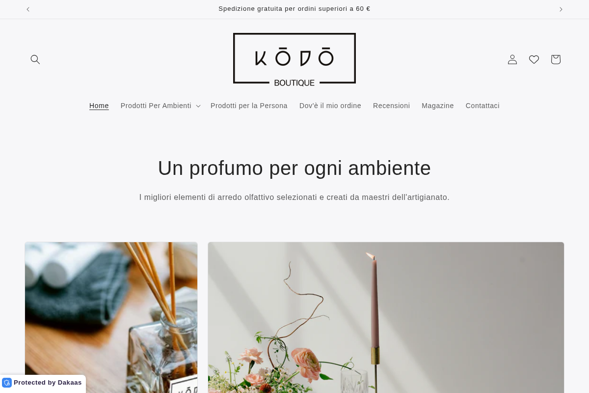Kōdō.boutique homepage screenshot