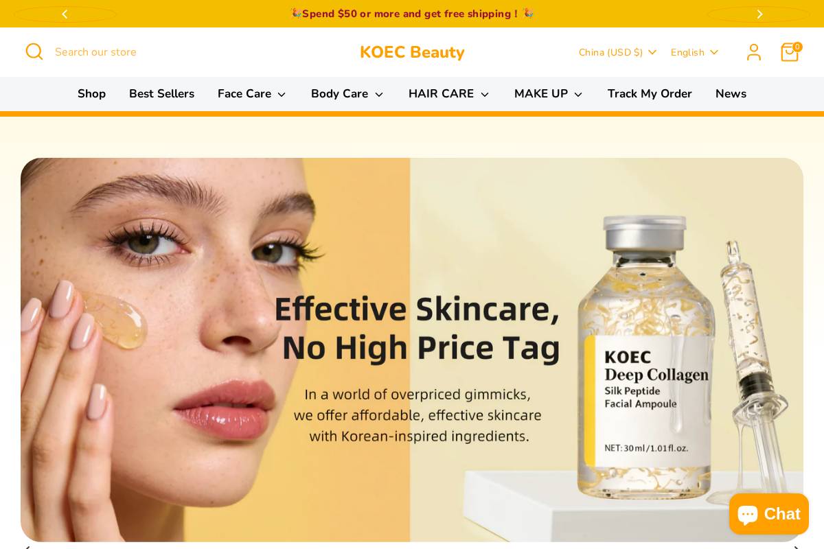 Koecbeauty homepage screenshot