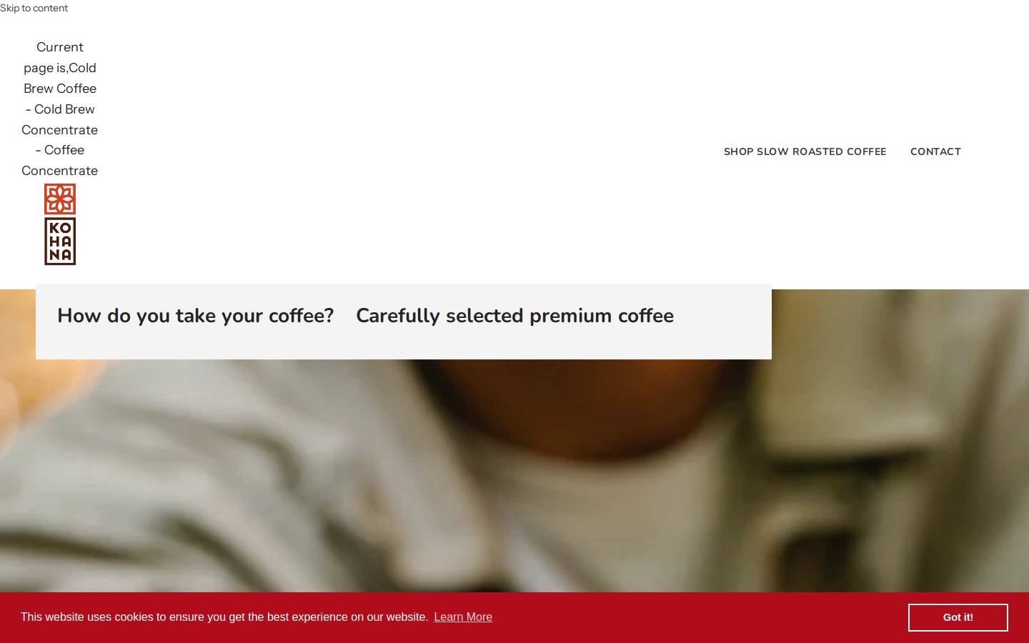 kohanacoffee.com homepage screenshot
