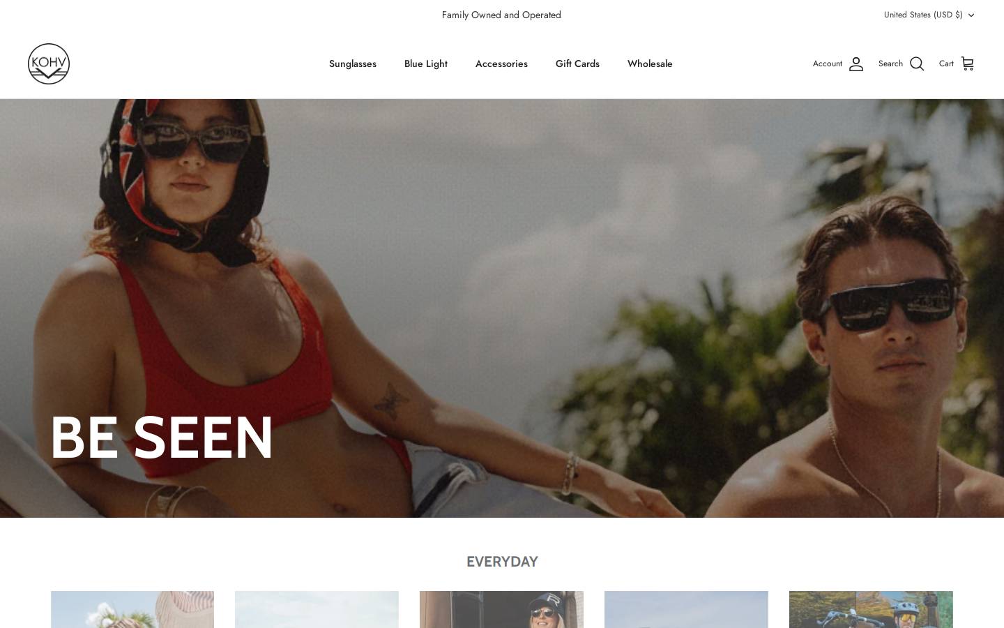 kohveyewear.com homepage screenshot