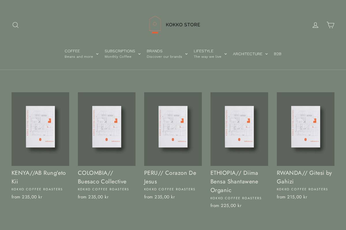 kokkostore.no homepage screenshot