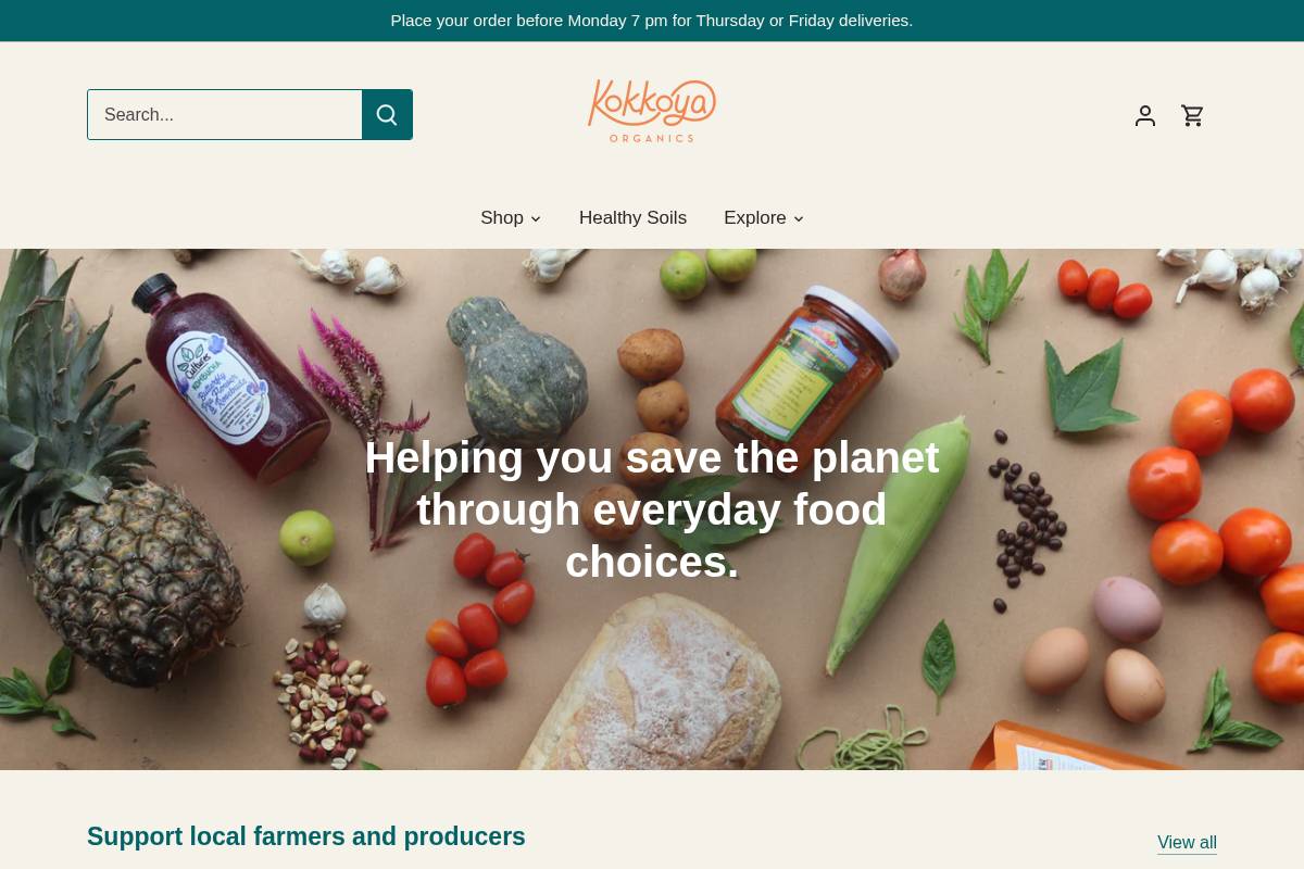 kokkoyaorganics.com homepage screenshot