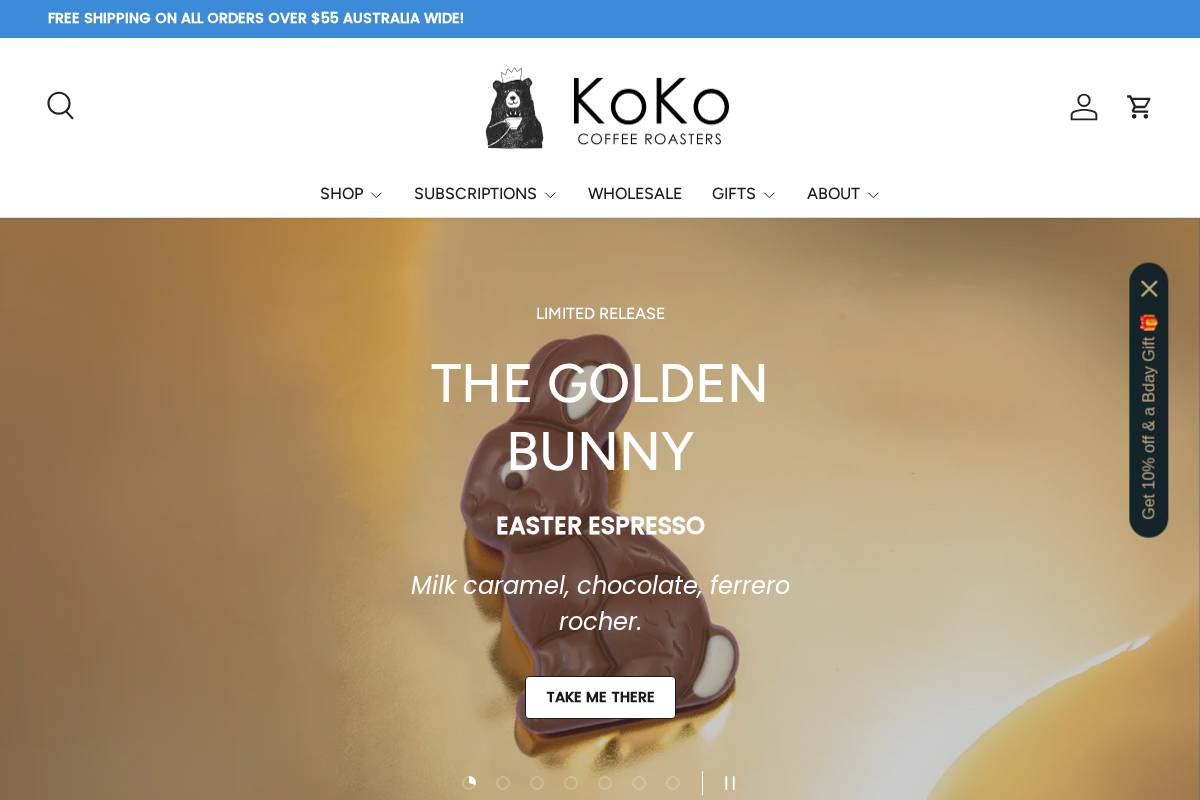 kokocoffee.com.au homepage screenshot