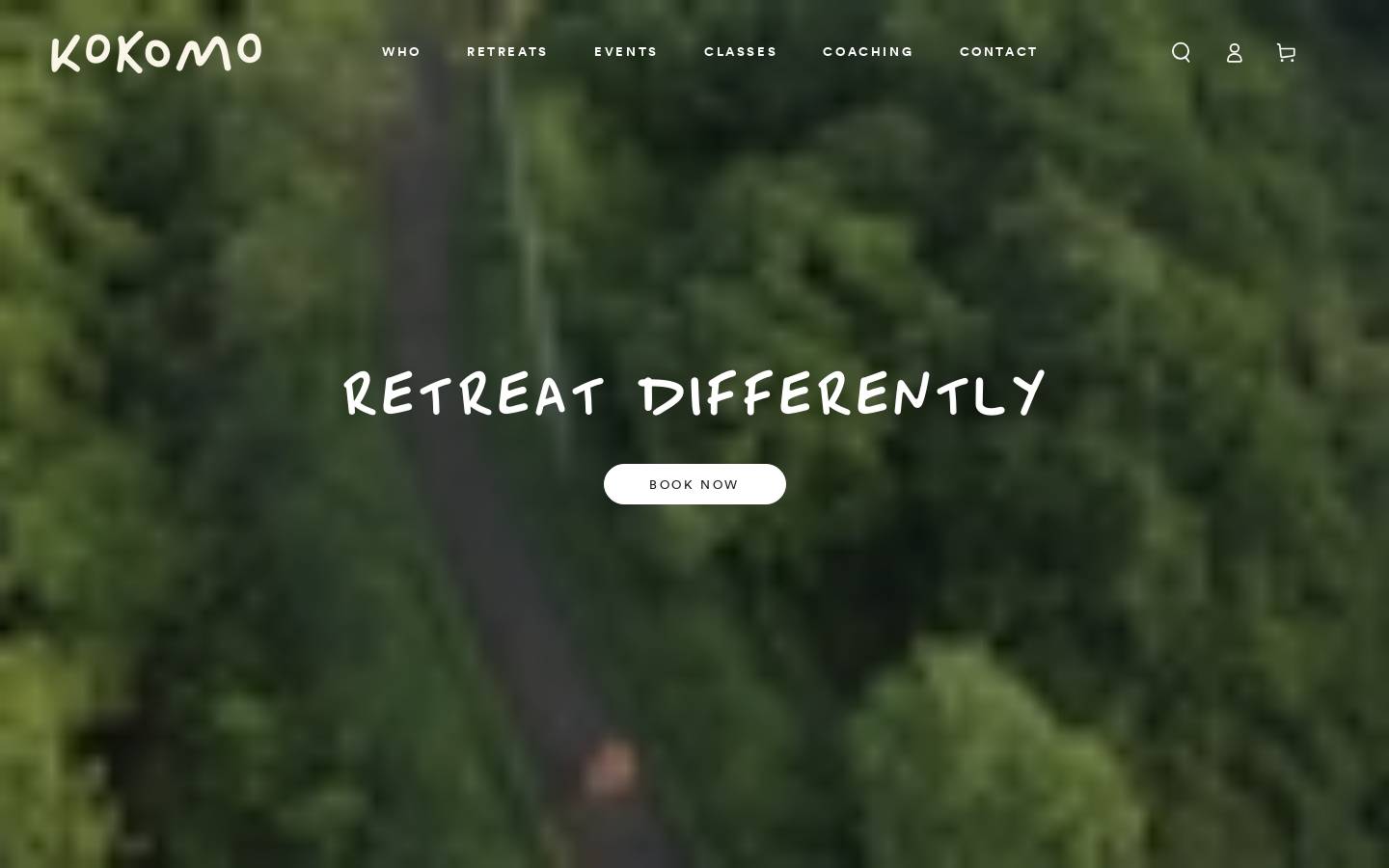 kokomoretreats.com homepage screenshot