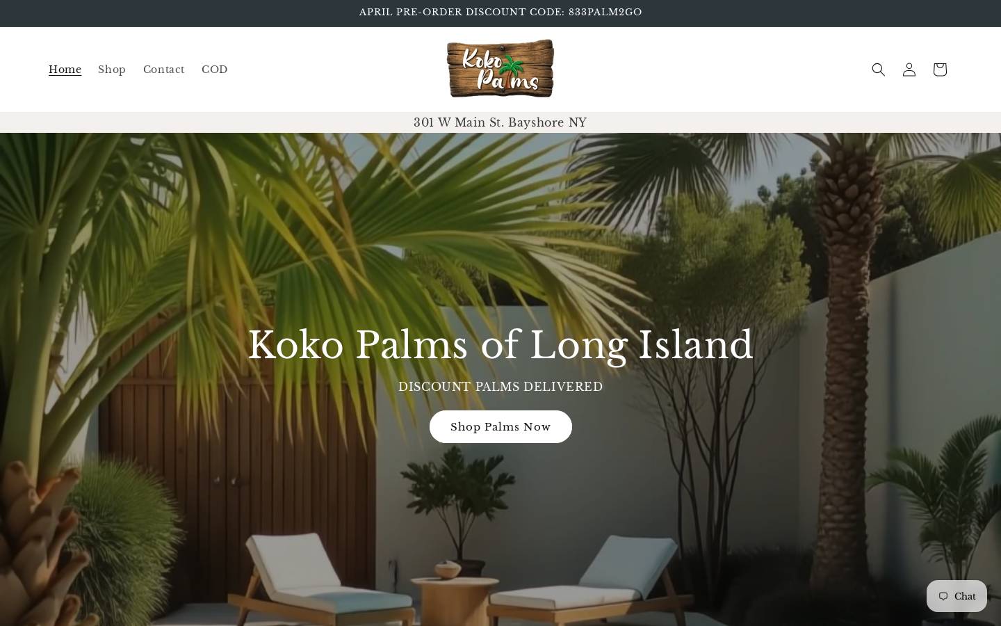 kokopalms.com homepage screenshot