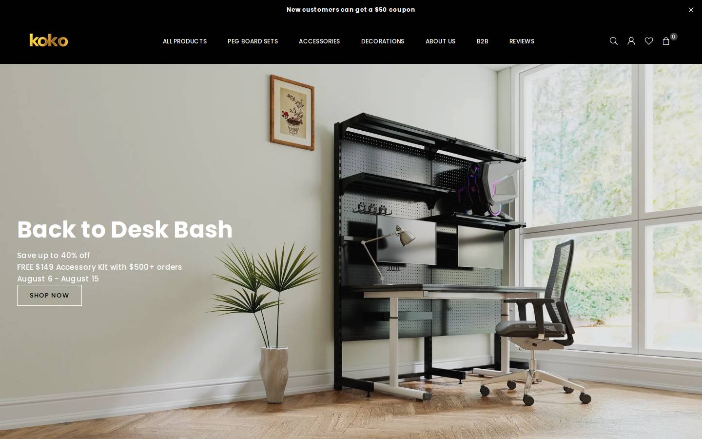 kokopegboard.com homepage screenshot