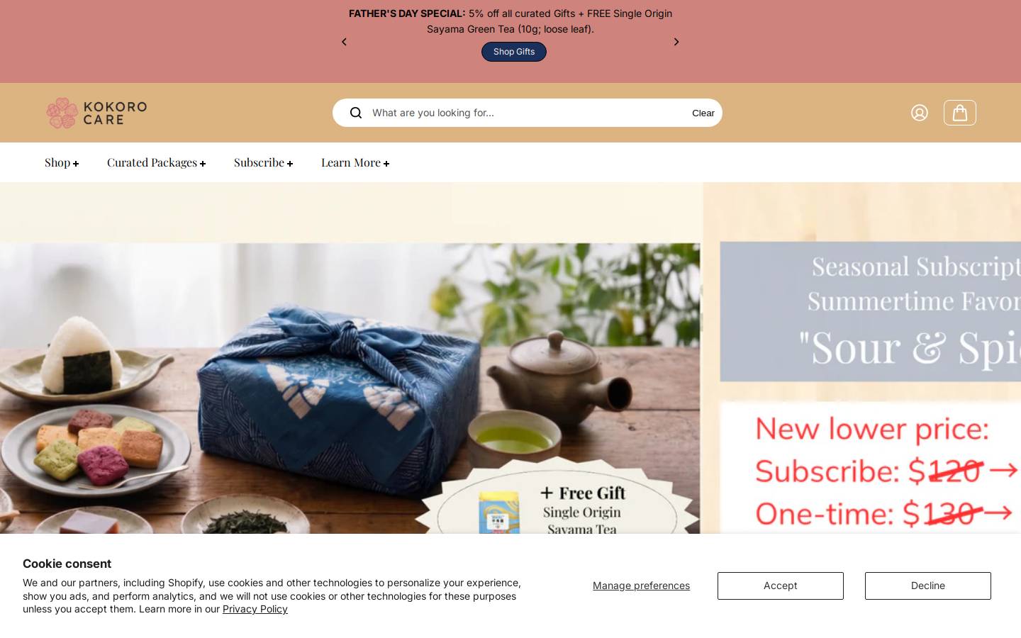 kokorocarepackages.com homepage screenshot
