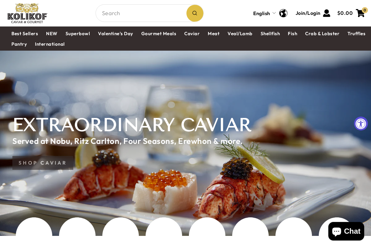 Kolikof® Caviar & Gourmet homepage screenshot