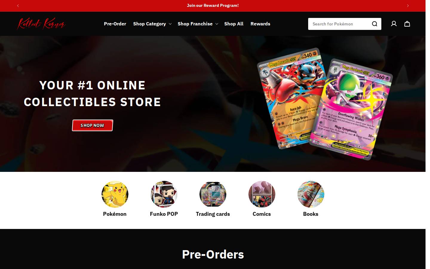 Kollect Korner  homepage screenshot