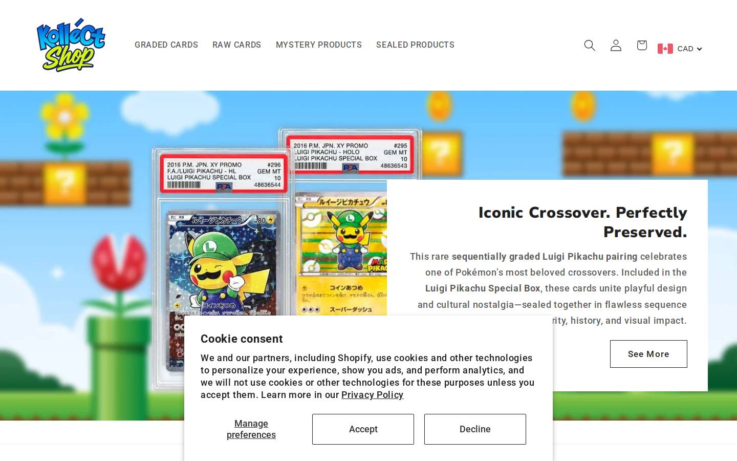 kollectshop.com homepage screenshot