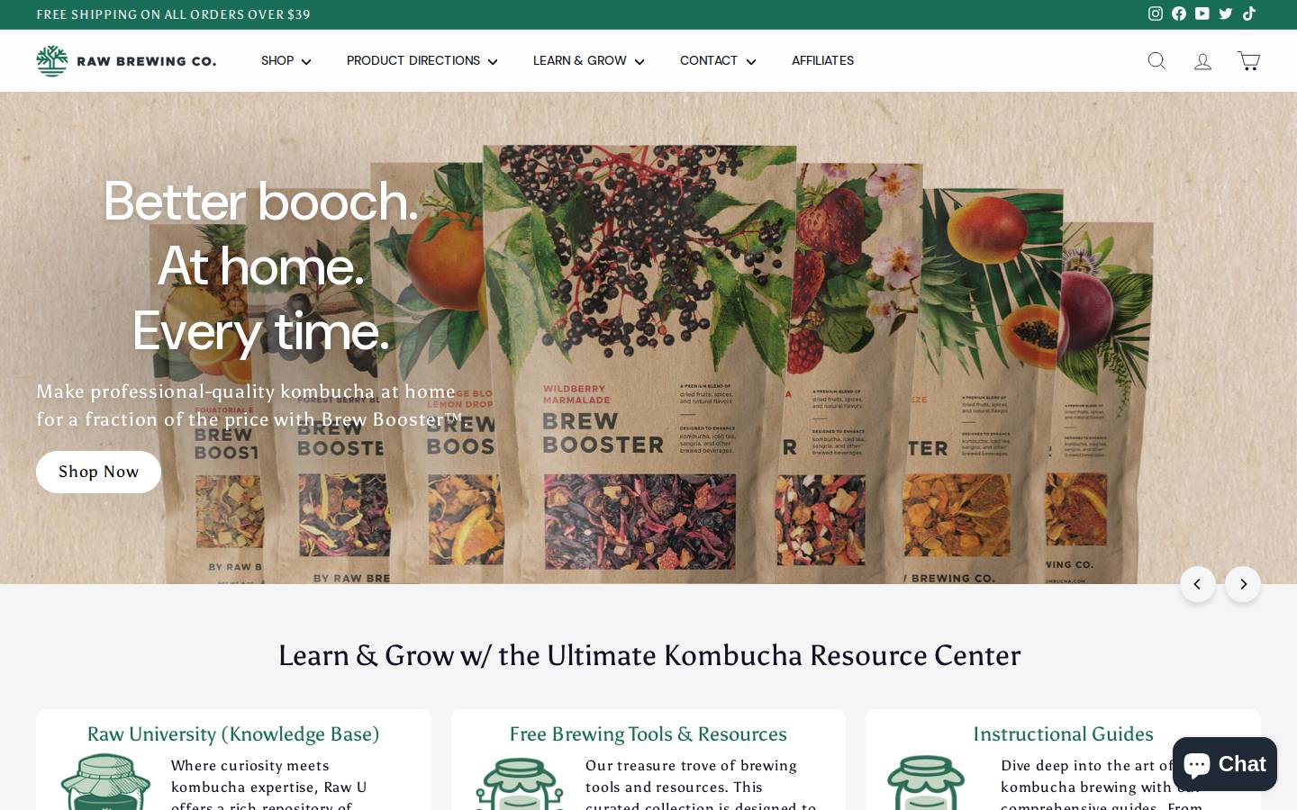 Kombucha homepage screenshot