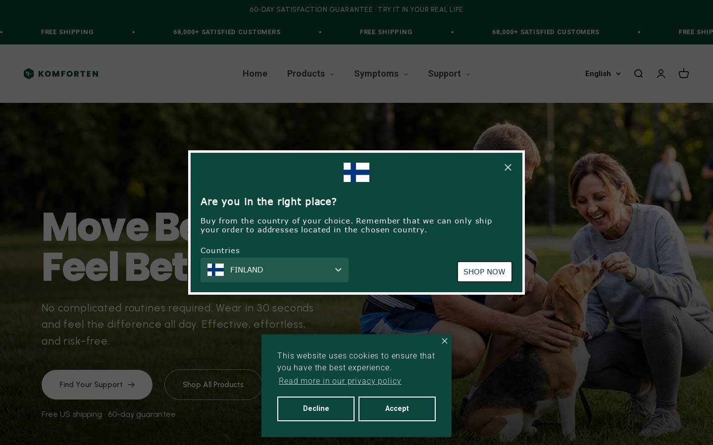 komforten.com homepage screenshot