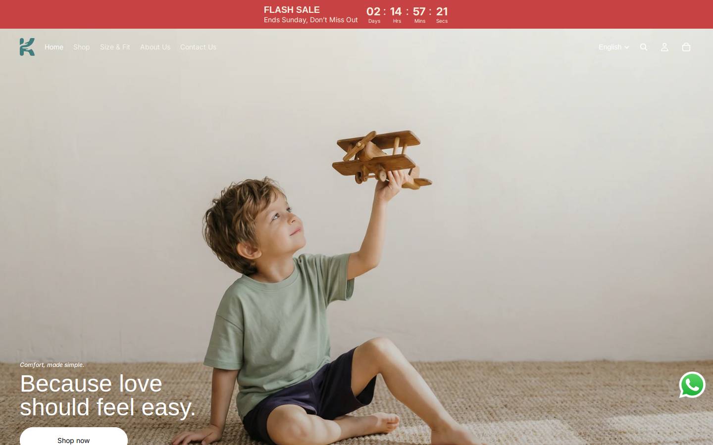komfy-kids.com homepage screenshot