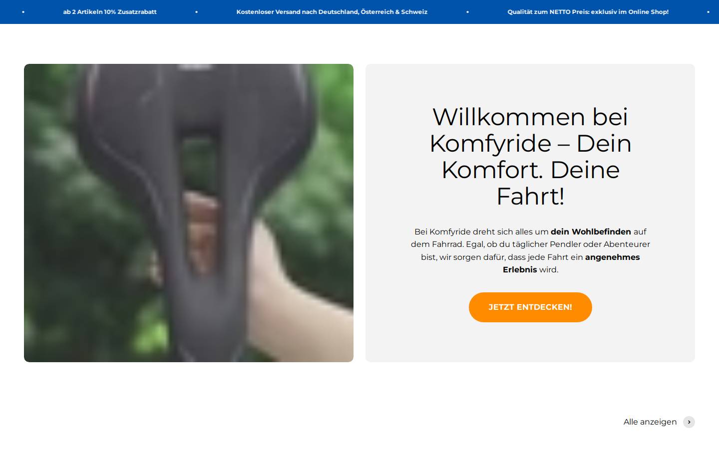 komfyride.ch homepage screenshot