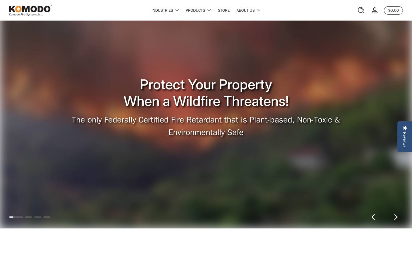 komodo-fire.com homepage screenshot