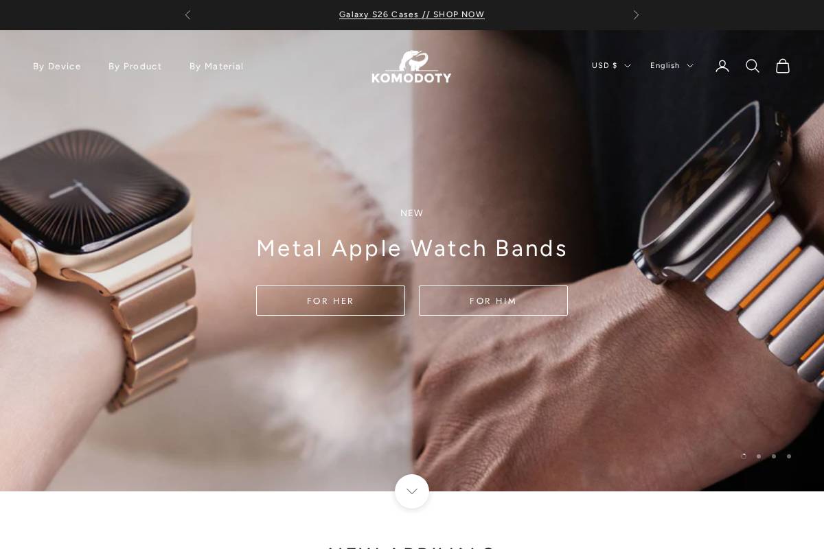 Komodoty homepage screenshot