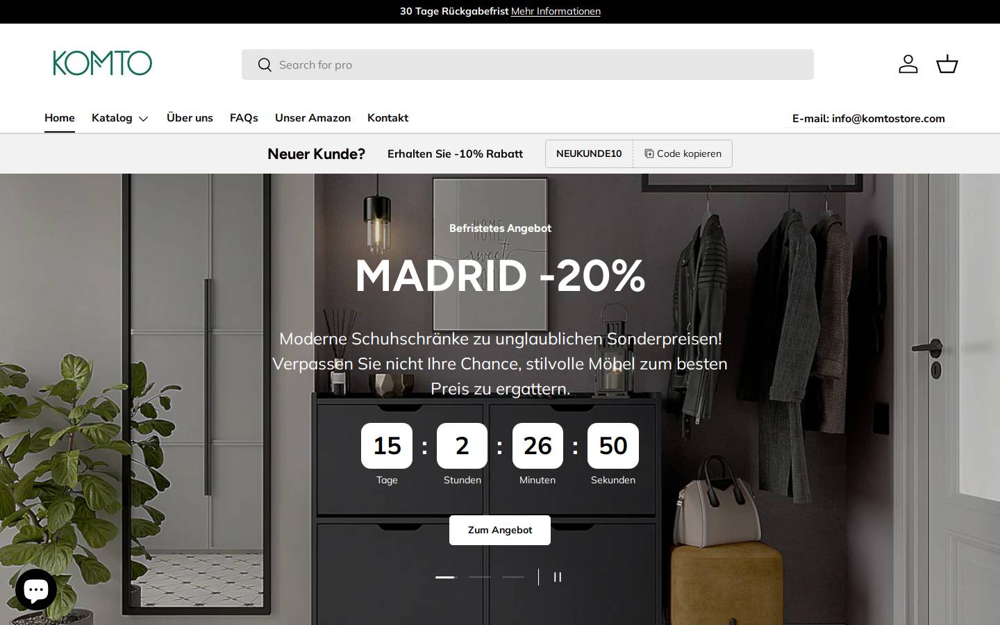 komtostore.com homepage screenshot