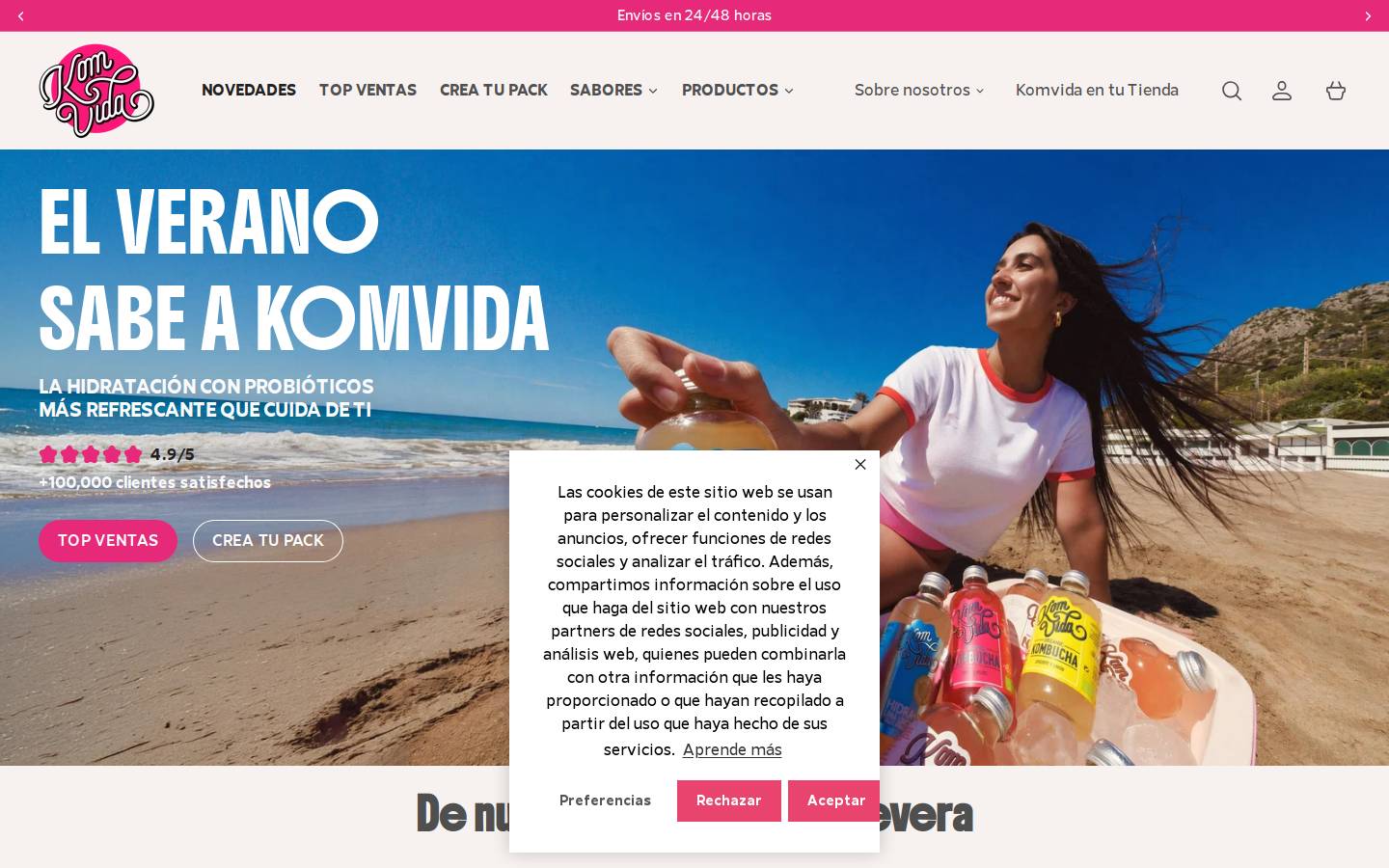Komvida Kombucha homepage screenshot