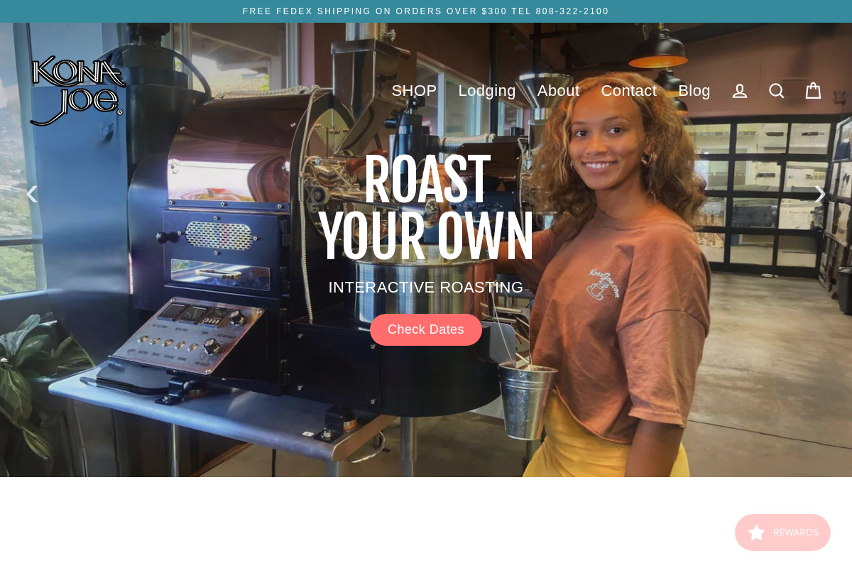 Kona Joe Coffee homepage screenshot