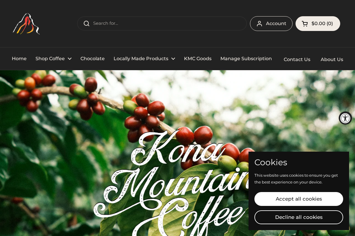 Kona Mountain Coffee homepage screenshot