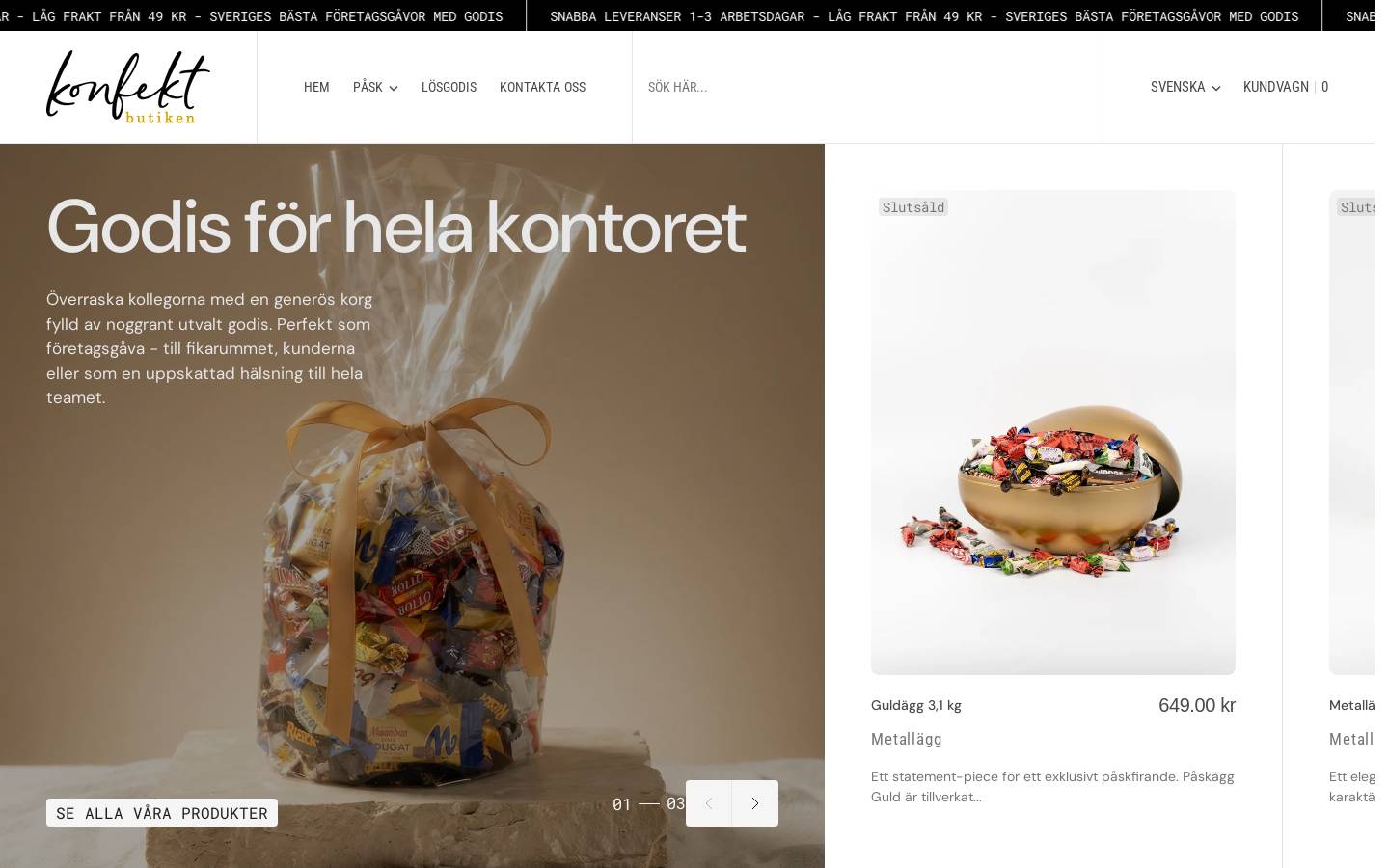 Konfektbutiken homepage screenshot