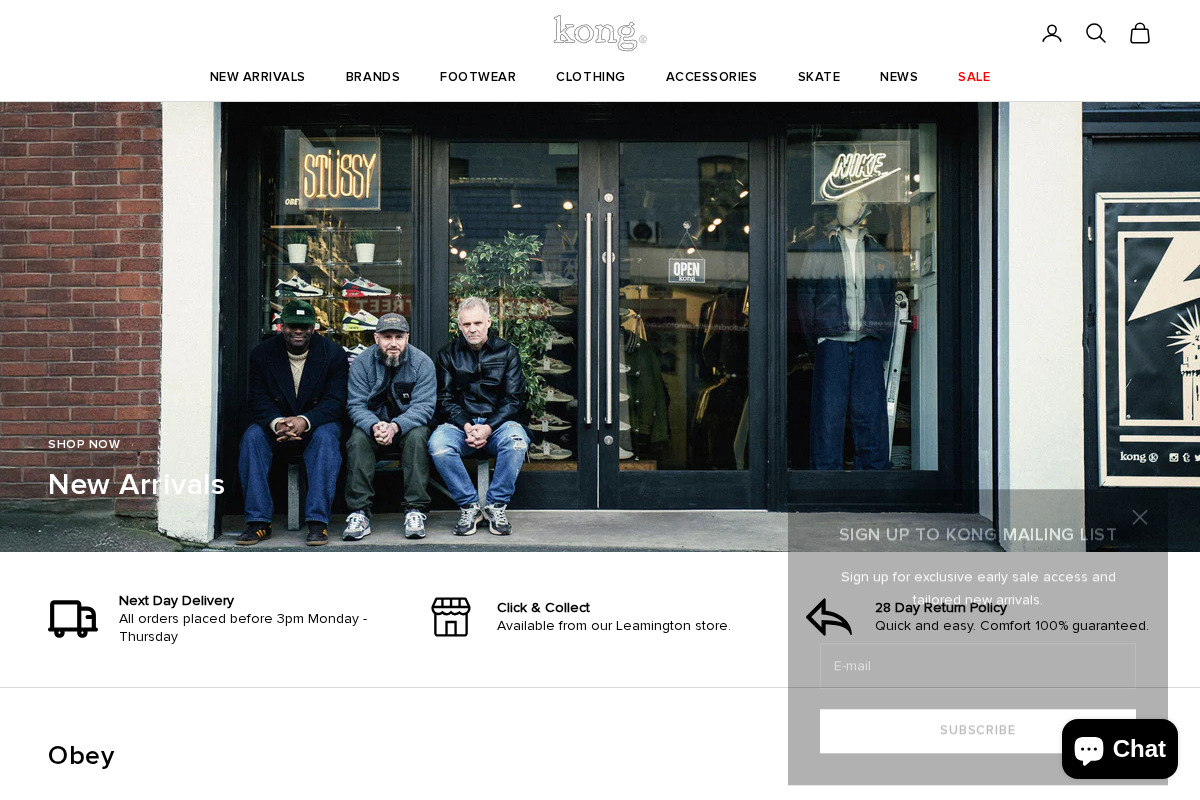 Kong Store. homepage screenshot