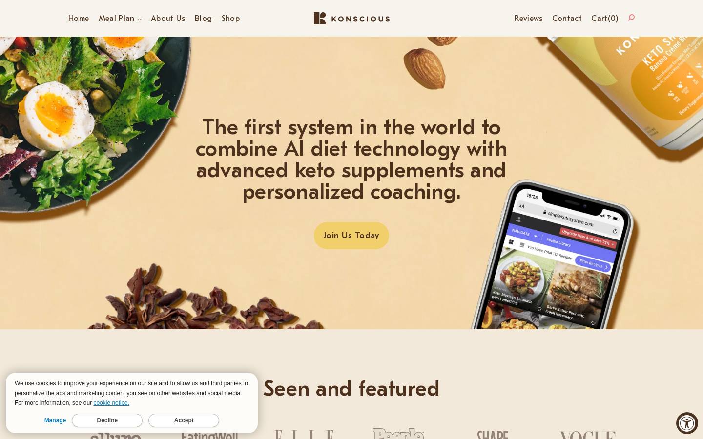 KonsciousKeto homepage screenshot