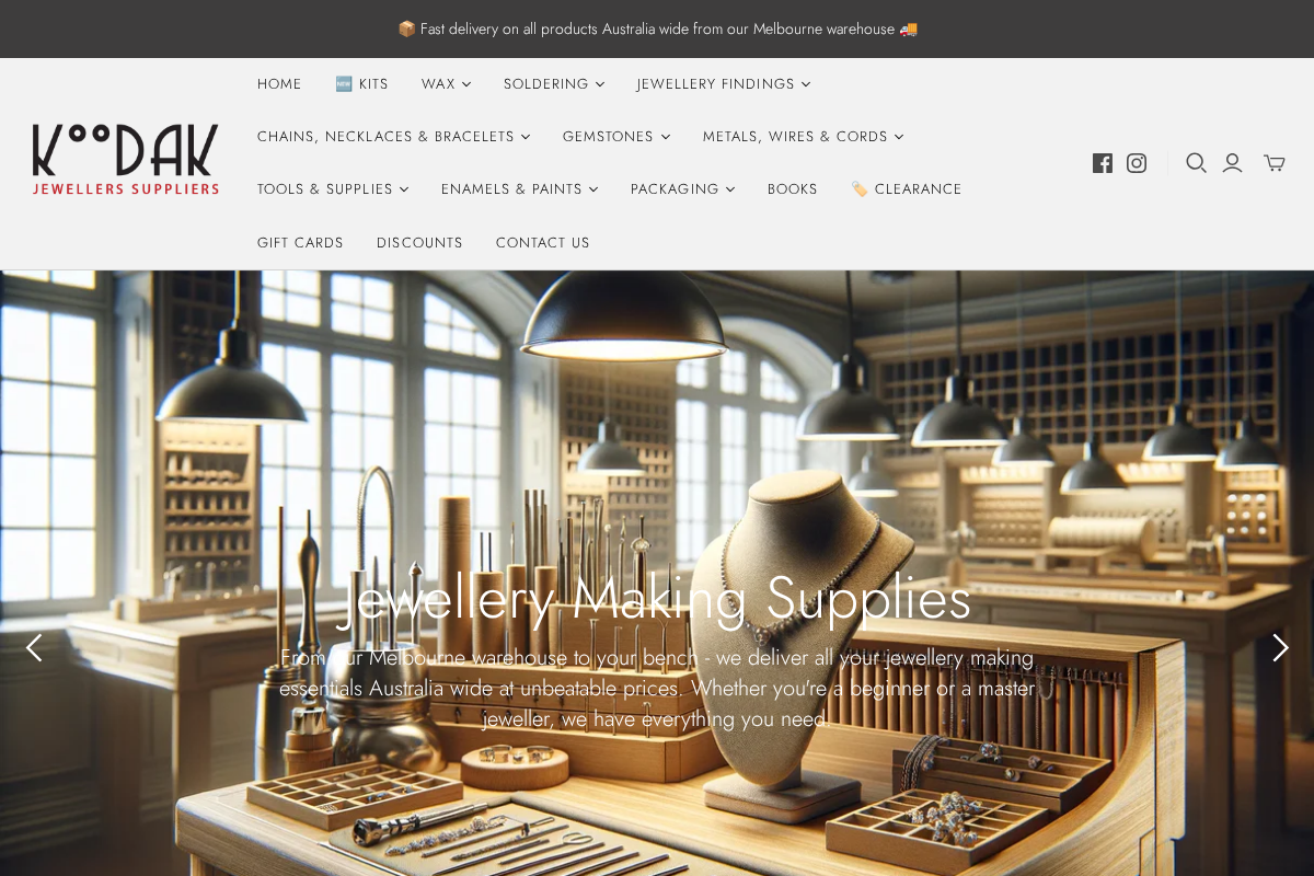 Koodak Jeweller's Supplies homepage screenshot