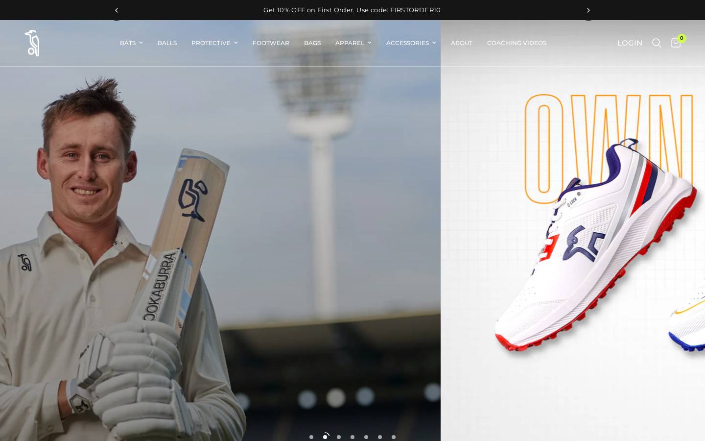 kookaburrasport.co.in homepage screenshot