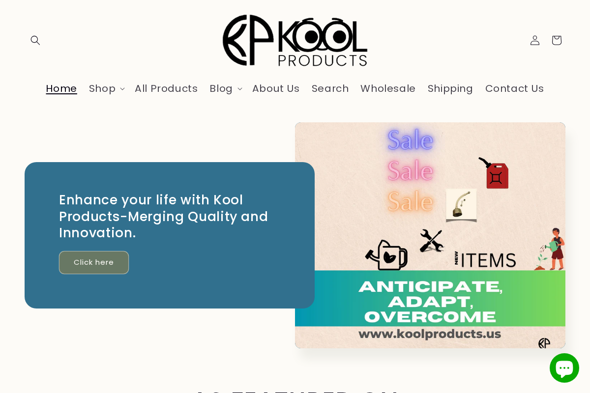 Kool Products homepage screenshot