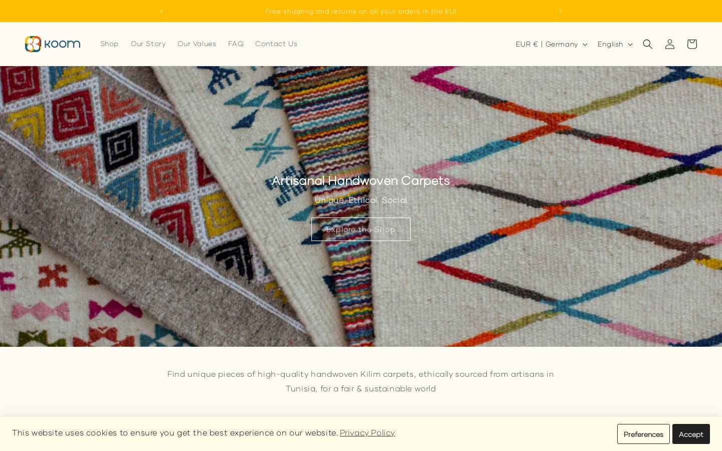koomstore.com homepage screenshot