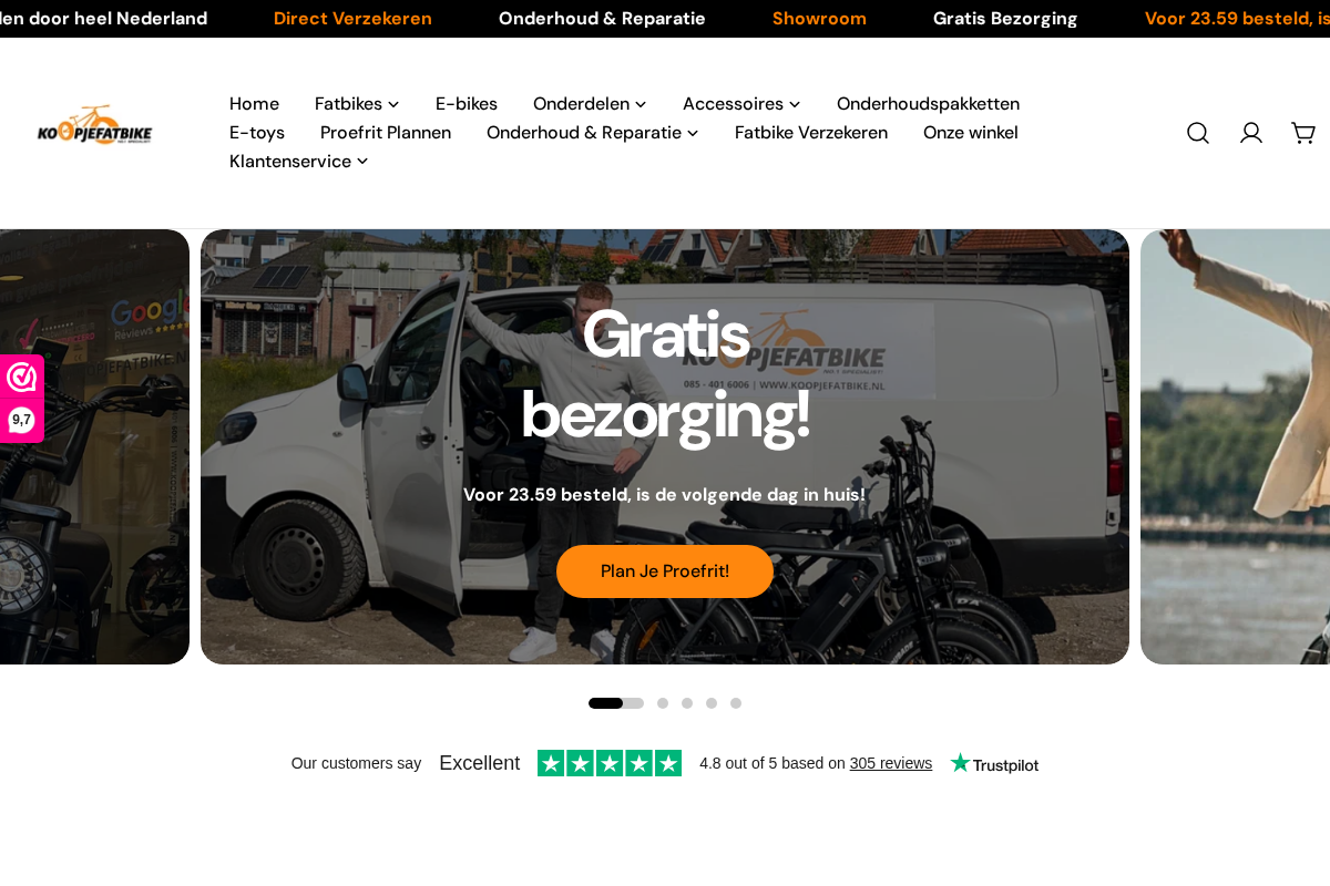 Koopjefatbike homepage screenshot