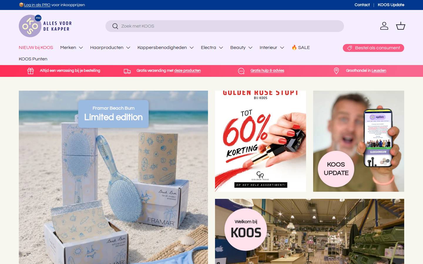 KOOS • alles voor het haar homepage screenshot