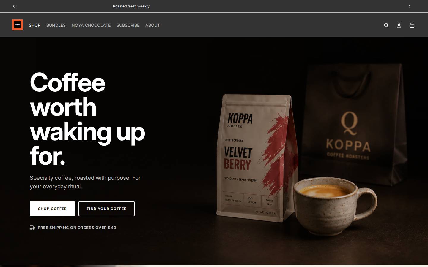 koppa.coffee homepage screenshot
