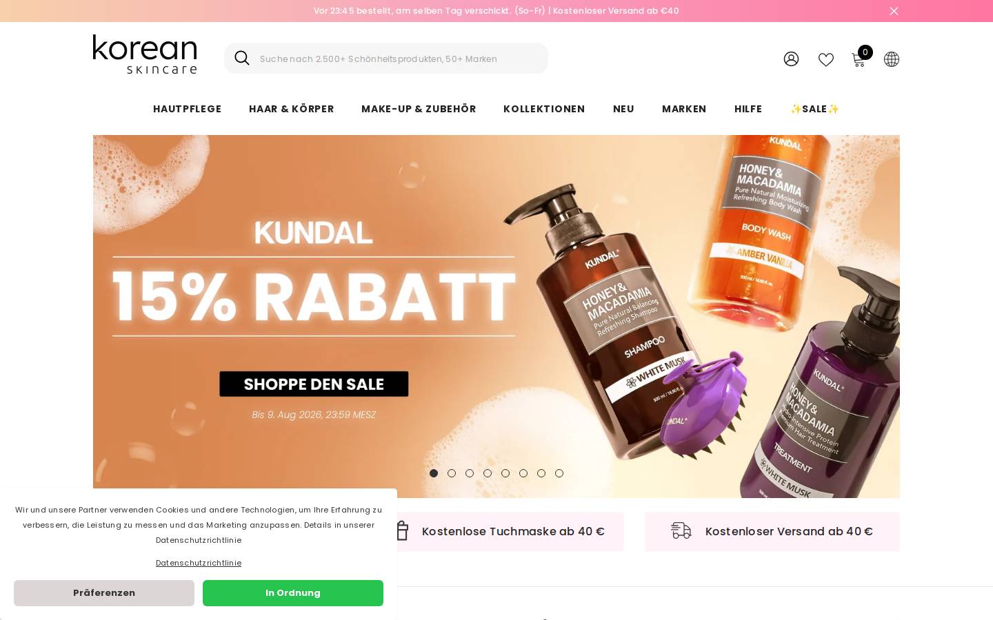 korean-skincare.de homepage screenshot