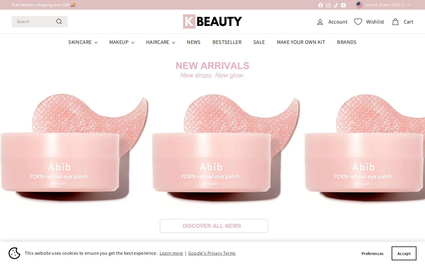 KOREANBEAUTY.COM homepage screenshot