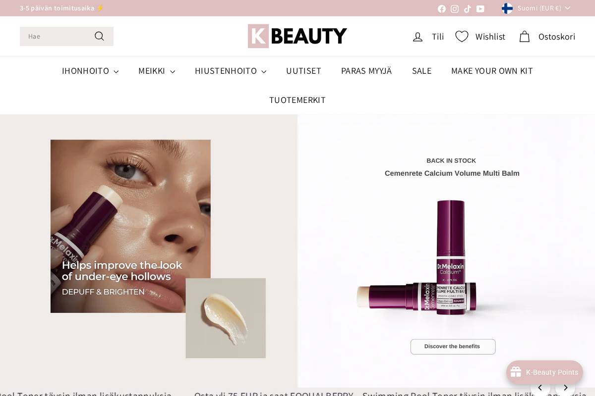 KOREANBEAUTY.FI homepage screenshot