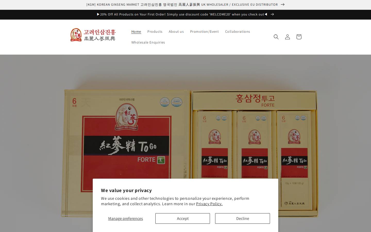 Koreanginsengmarket homepage screenshot