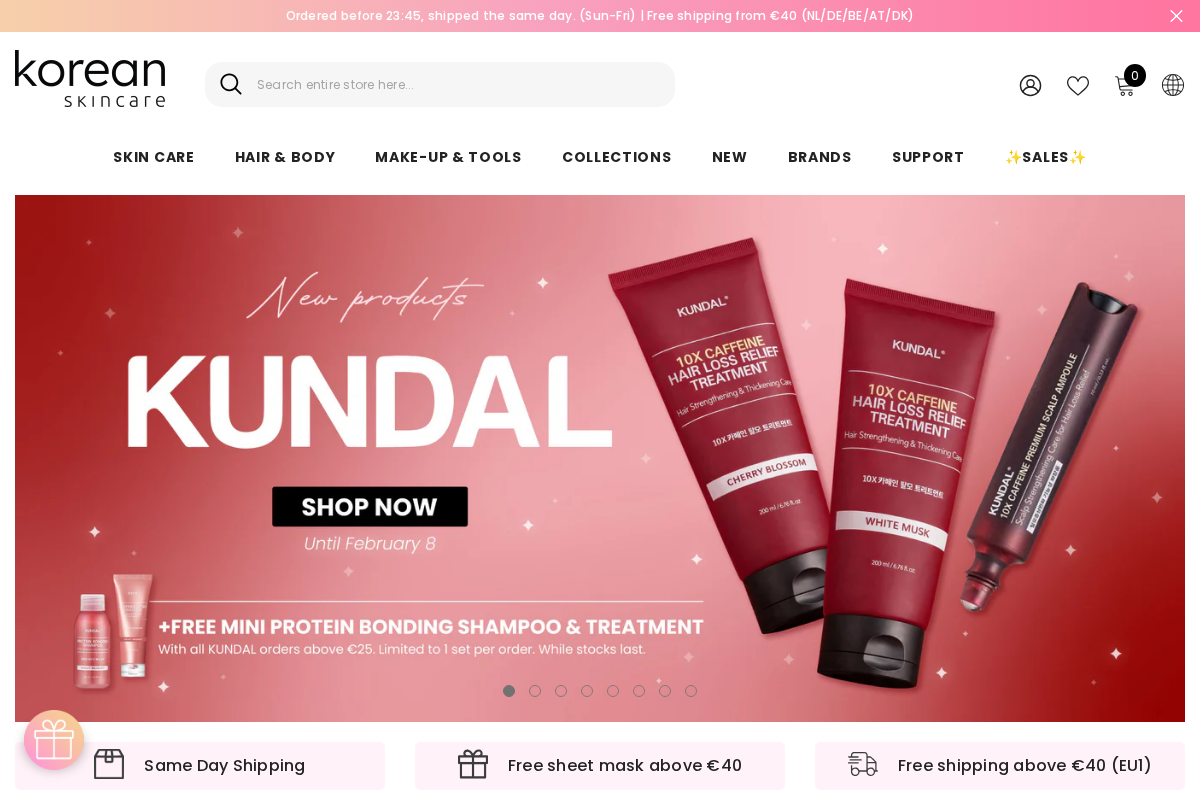 Korean Skincare homepage screenshot