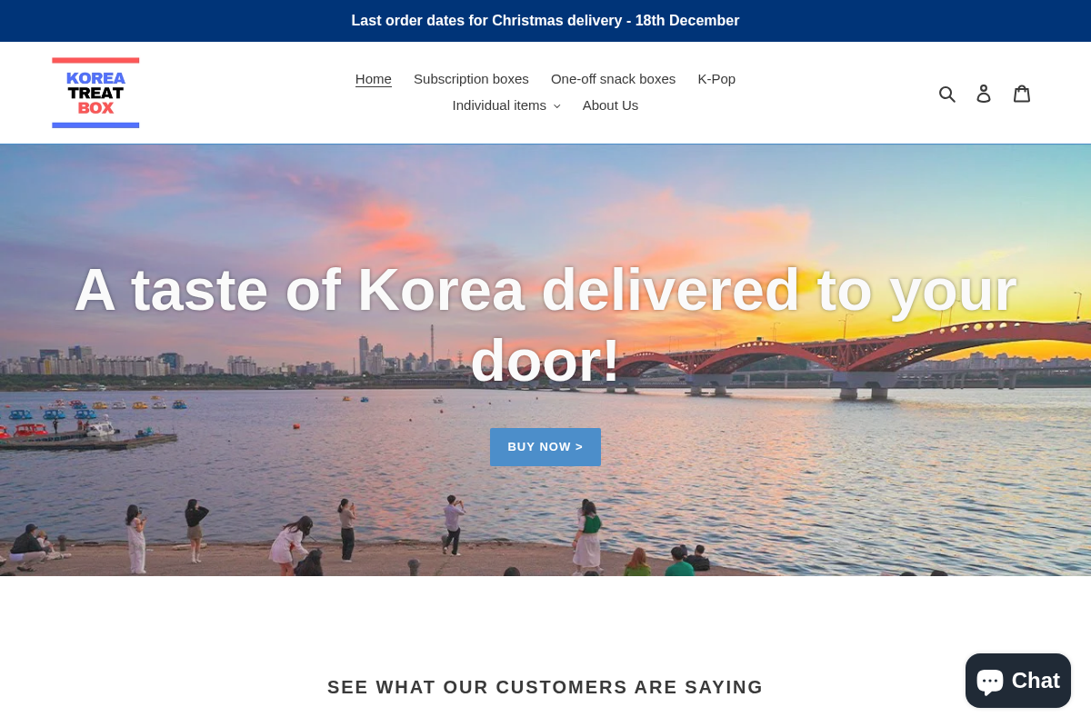 Koreatreatbox homepage screenshot