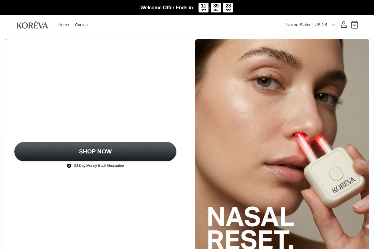 Koréva homepage screenshot