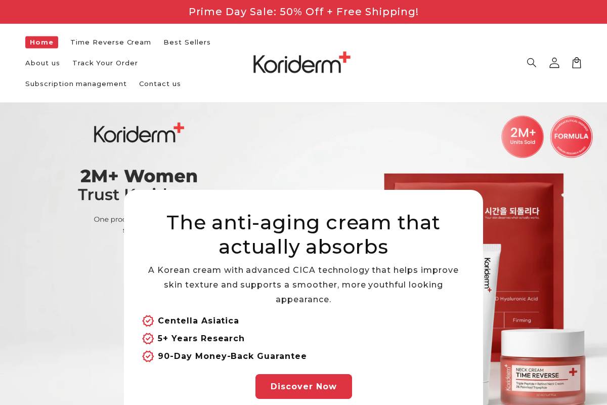 Koriderm homepage screenshot