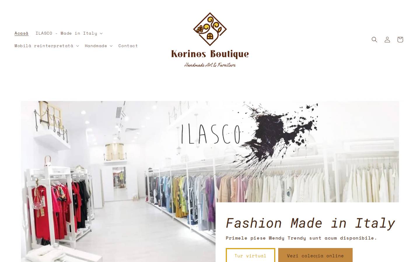 korinosboutique.com homepage screenshot