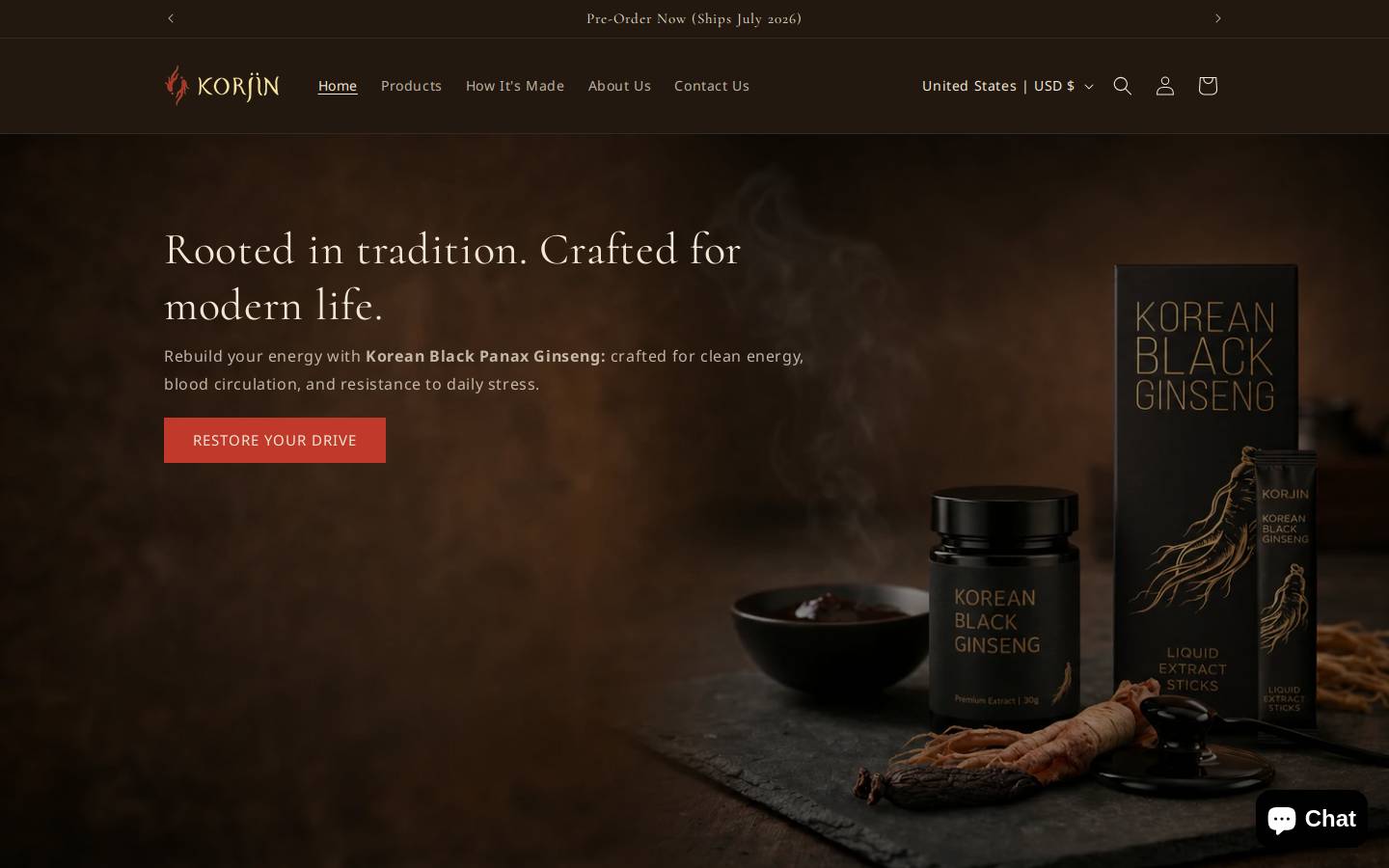korjin.com homepage screenshot